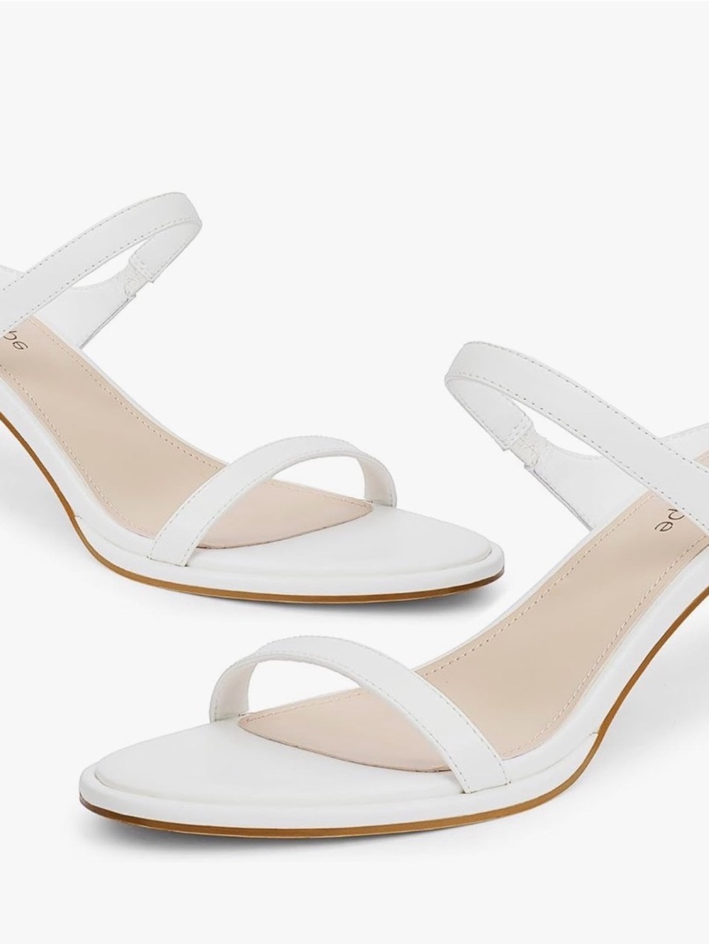 White Minimal Slingback Heel Sandals for Women
